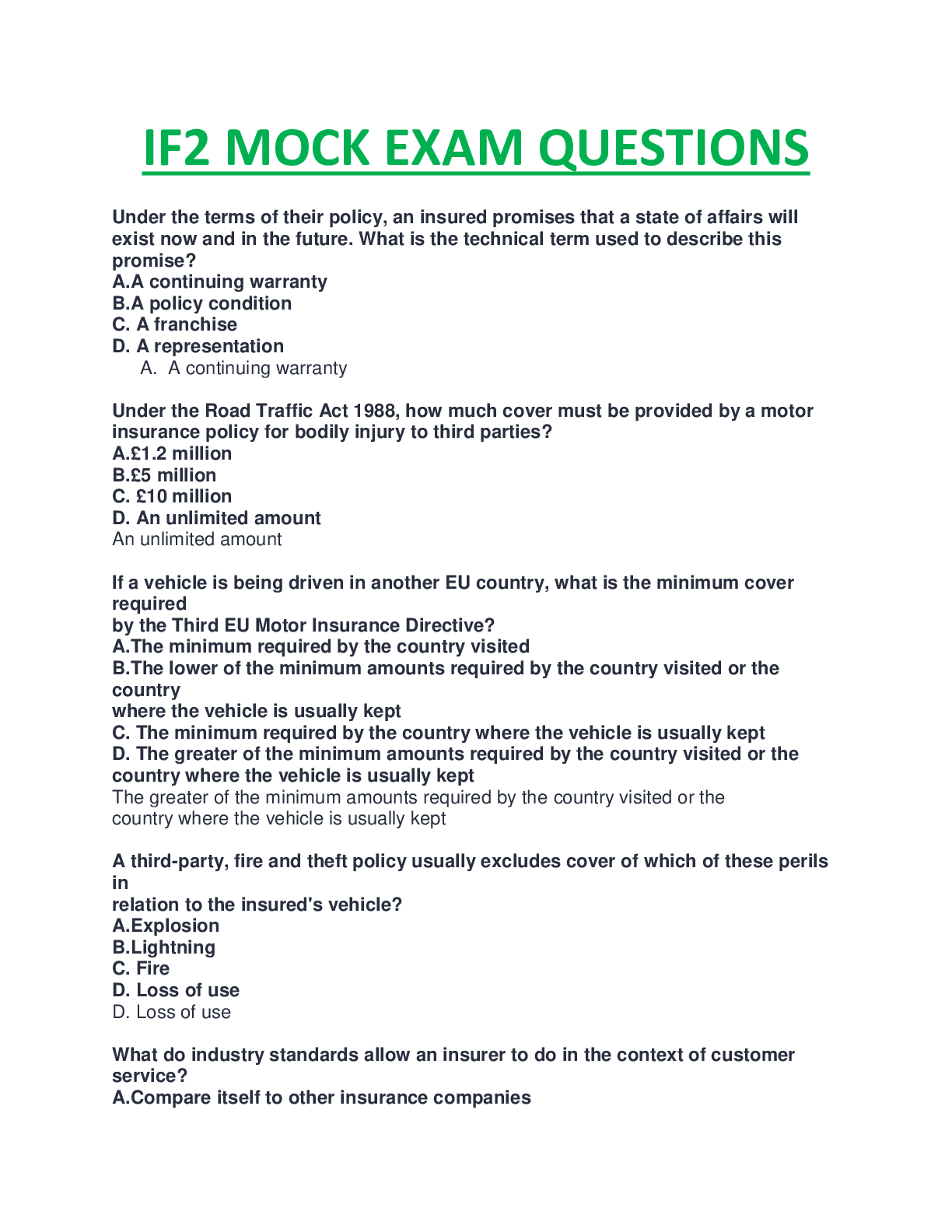 Preview image for FCA IF2 MOCK ACTUAL EXAM QUESTIONS AND ANSWERS CORRECT AND COMPLTE GUIDE, RATED A+.